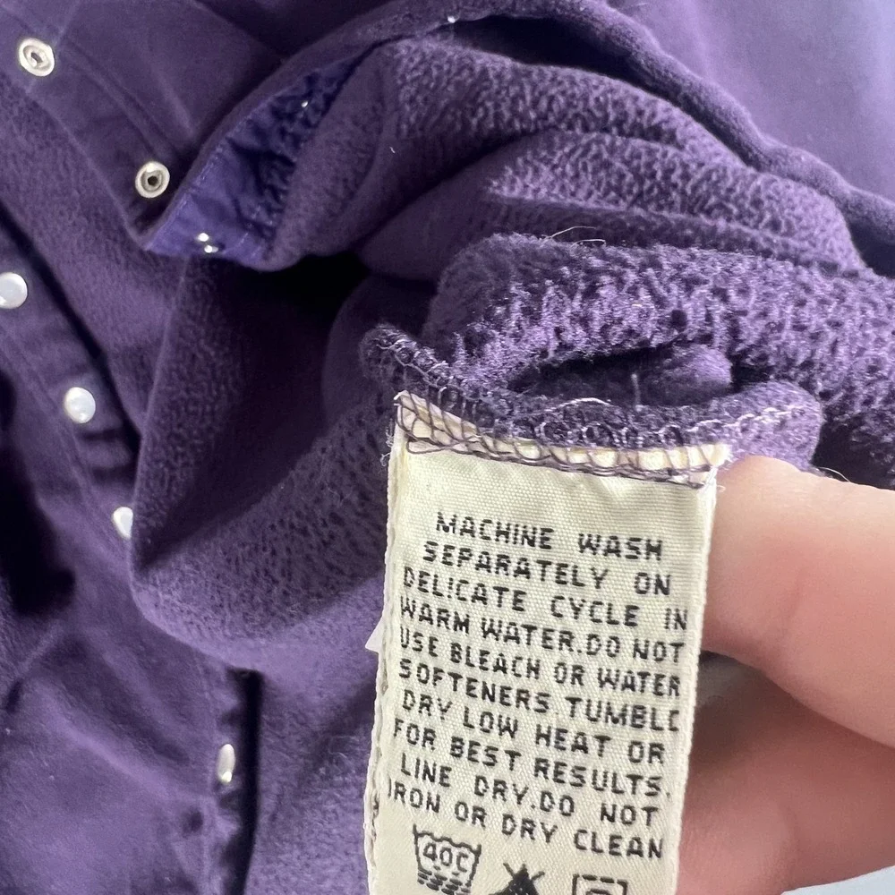 Eddie Bauer Women's Large Purple Fleece Snap Button Cardigan Sweater